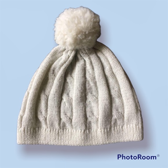 Gymboree Girls White Toque Hat with Pompom - Picture 4 of 4
